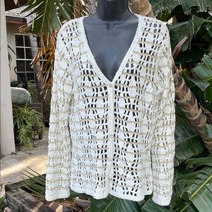 JH collectibles, metallic gold, stripe crochet cardigan